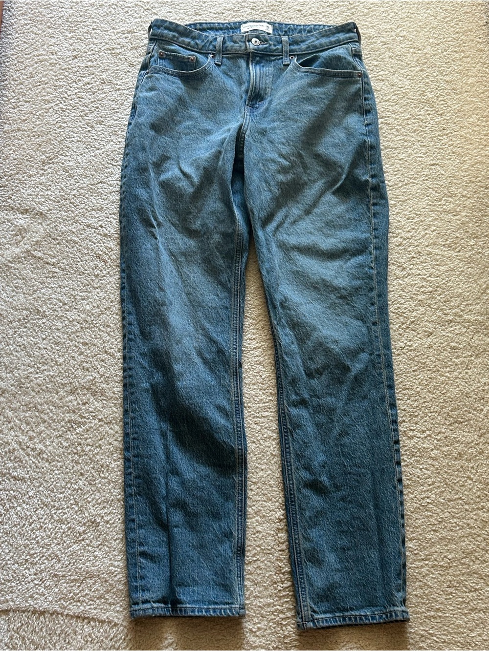 Abercrombie Curve Love Mid-Rise 90s Straight Jean - Blue - Picture 3 of 5